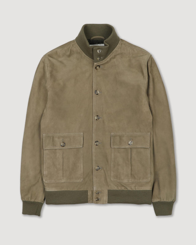 Lined Valstarino jacket in suede leather. Green - Soldier