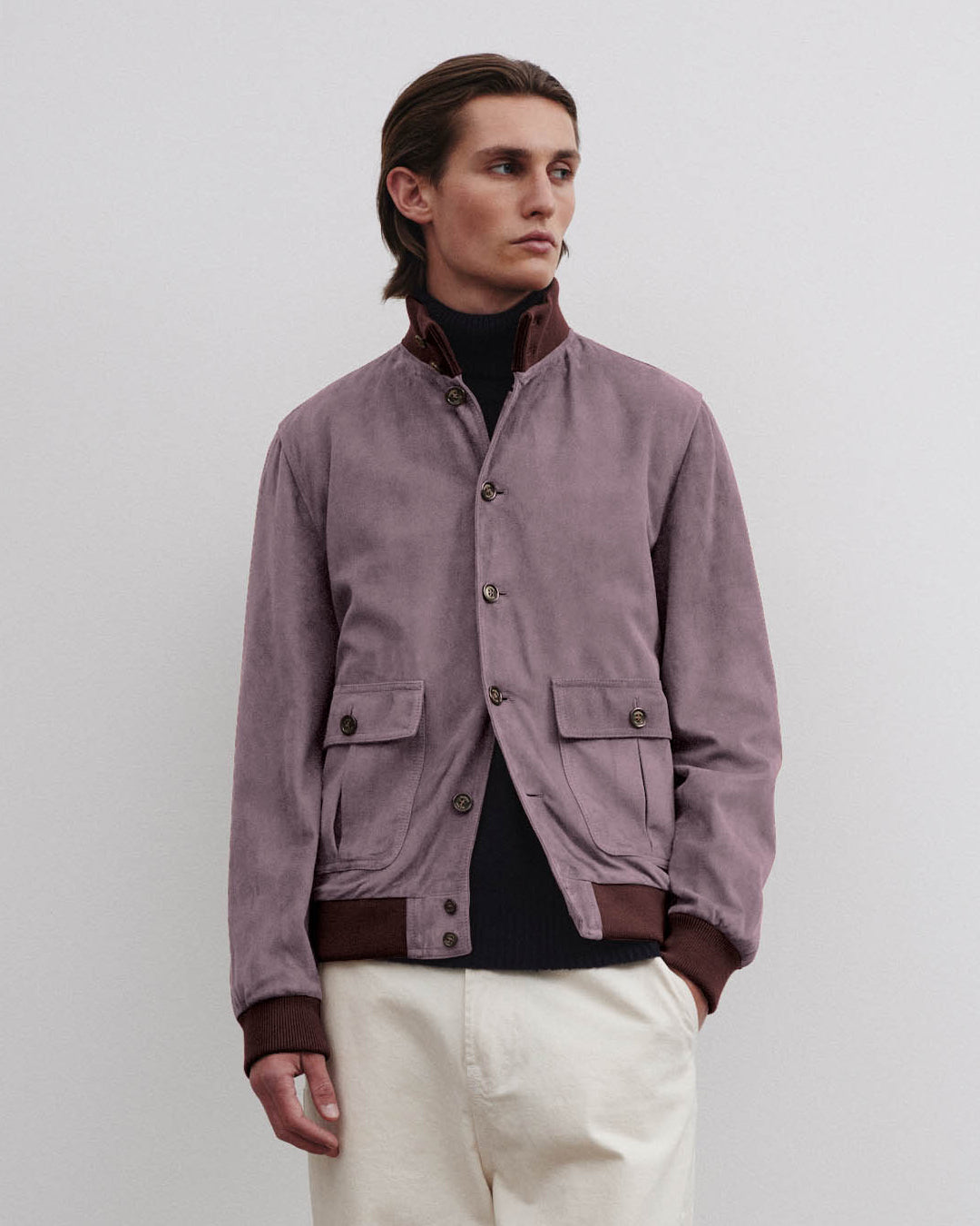 Lined Valstarino Jacket In Suede Pink Tramonto