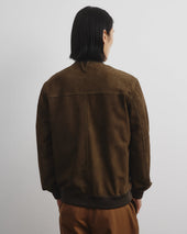 Unlined Valstarino jacket in suede leather with back loop. Green - Muschio
