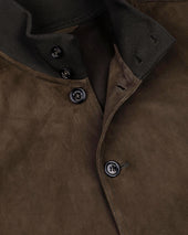 Unlined Valstarino jacket in suede leather with back loop. Green - Muschio