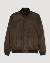Unlined Valstarino jacket in suede leather. Green - Muschio