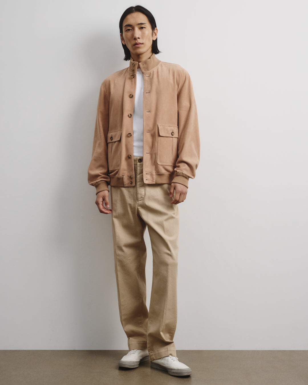 Unlined Valstarino Jacket In Suede Leather Beige Biscotto
