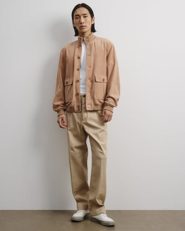 Unlined Valstarino jacket in suede leather. Beige - Biscotto