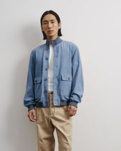 Unlined Valstarino jacket in suede leather. Light blue - Pilota