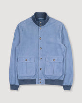 Unlined Valstarino jacket in suede leather. Light blue - Pilota
