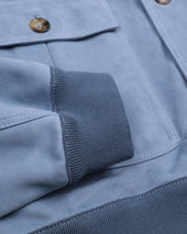 Unlined Valstarino jacket in suede leather. Light blue - Pilota