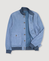 Unlined Valstarino jacket in suede leather. Light blue - Pilota