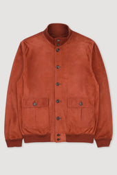 Unlined Valstarino jacket in suede leather. Orange - Terra di siena