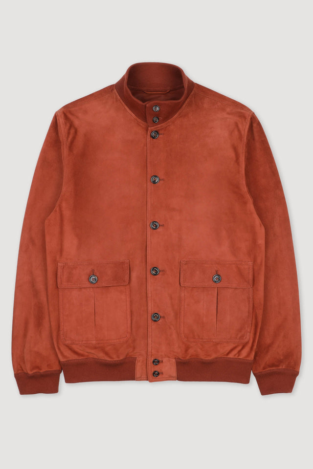 Unlined Valstarino jacket in suede leather. Orange - Terra di siena