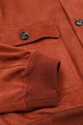 Unlined Valstarino jacket in suede leather. Orange - Terra di siena