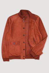 Unlined Valstarino jacket in suede leather. Orange - Terra di siena
