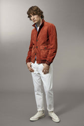 Unlined Valstarino jacket in suede leather. Orange - Terra di siena