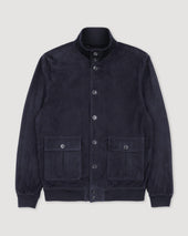 Unlined Valstarino jacket in suede leather - Dark blue