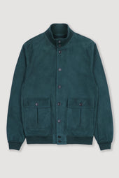 Unlined Valstarino jacket in suede leather. Green - Conifera