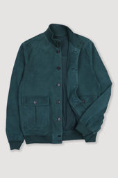 Unlined Valstarino jacket in suede leather. Green - Conifera