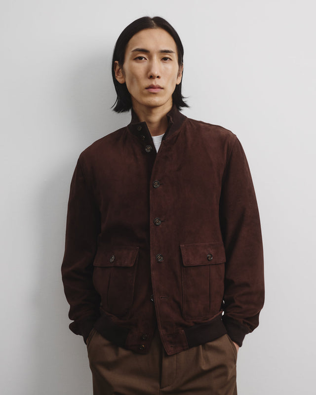 Unlined Valstarino jacket in suede leather with back loop. Brown - Caffè