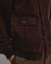 Unlined Valstarino jacket in suede leather with back loop. Brown - Caffè