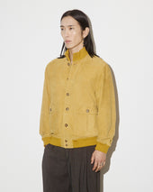 Unlined Valstarino jacket in suede leather with back loop. Yellow - Moutarde