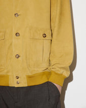 Unlined Valstarino jacket in suede leather with back loop. Yellow - Moutarde
