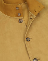Unlined Valstarino jacket in suede leather with back loop. Yellow - Moutarde