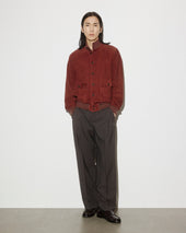 Unlined Valstarino jacket in suede leather with back loop. Orange - Ruggine