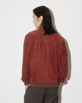 Unlined Valstarino jacket in suede leather with back loop. Orange - Ruggine