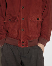 Unlined Valstarino jacket in suede leather with back loop. Orange - Ruggine
