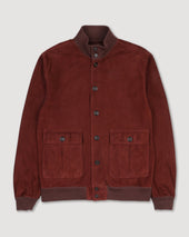 Unlined Valstarino jacket in suede leather with back loop. Orange - Ruggine
