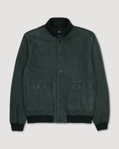 Unlined Valstarino jacket in suede leather with back loop. Green - Garden