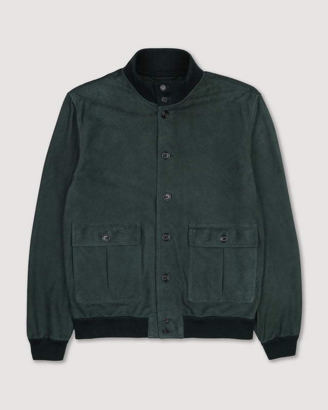 Unlined Valstarino jacket in suede leather with back loop. Green - Garden