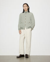Unlined Valstarino jacket in suede leather with back loop.. Green - Tiglio