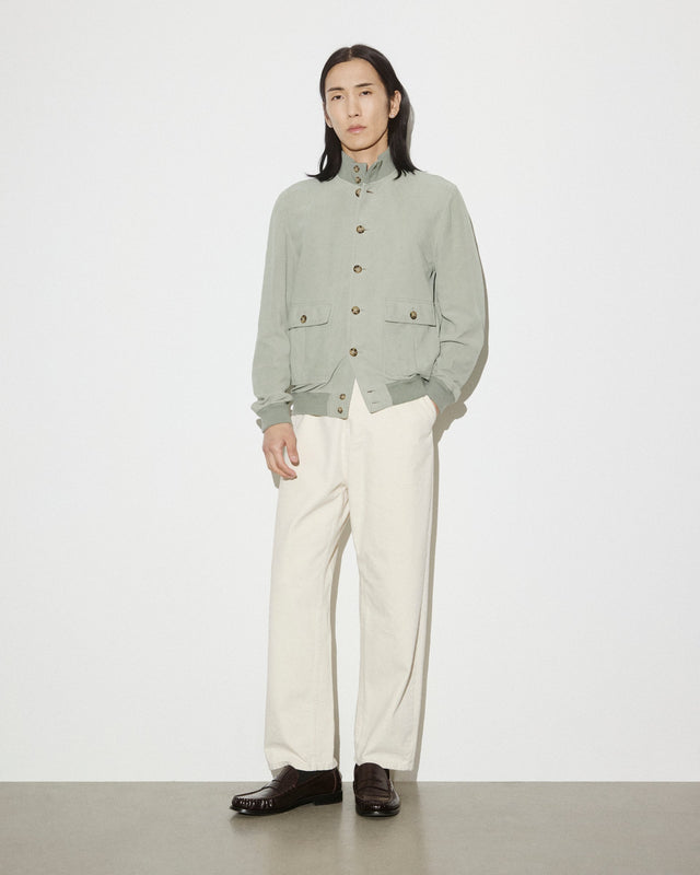 Unlined Valstarino jacket in suede leather with back loop.. Green - Tiglio