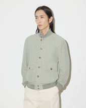 Unlined Valstarino jacket in suede leather with back loop.. Green - Tiglio
