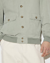 Unlined Valstarino jacket in suede leather with back loop.. Green - Tiglio