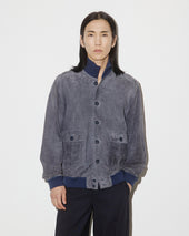 Unlined Valstarino jacket in suede leather. Blue - Balena