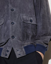 Unlined Valstarino jacket in suede leather. Blue - Balena