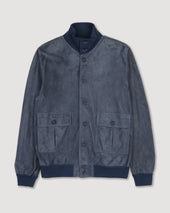 Unlined Valstarino jacket in suede leather. Blue - Balena