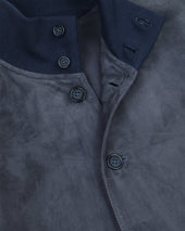 Unlined Valstarino jacket in suede leather. Blue - Balena