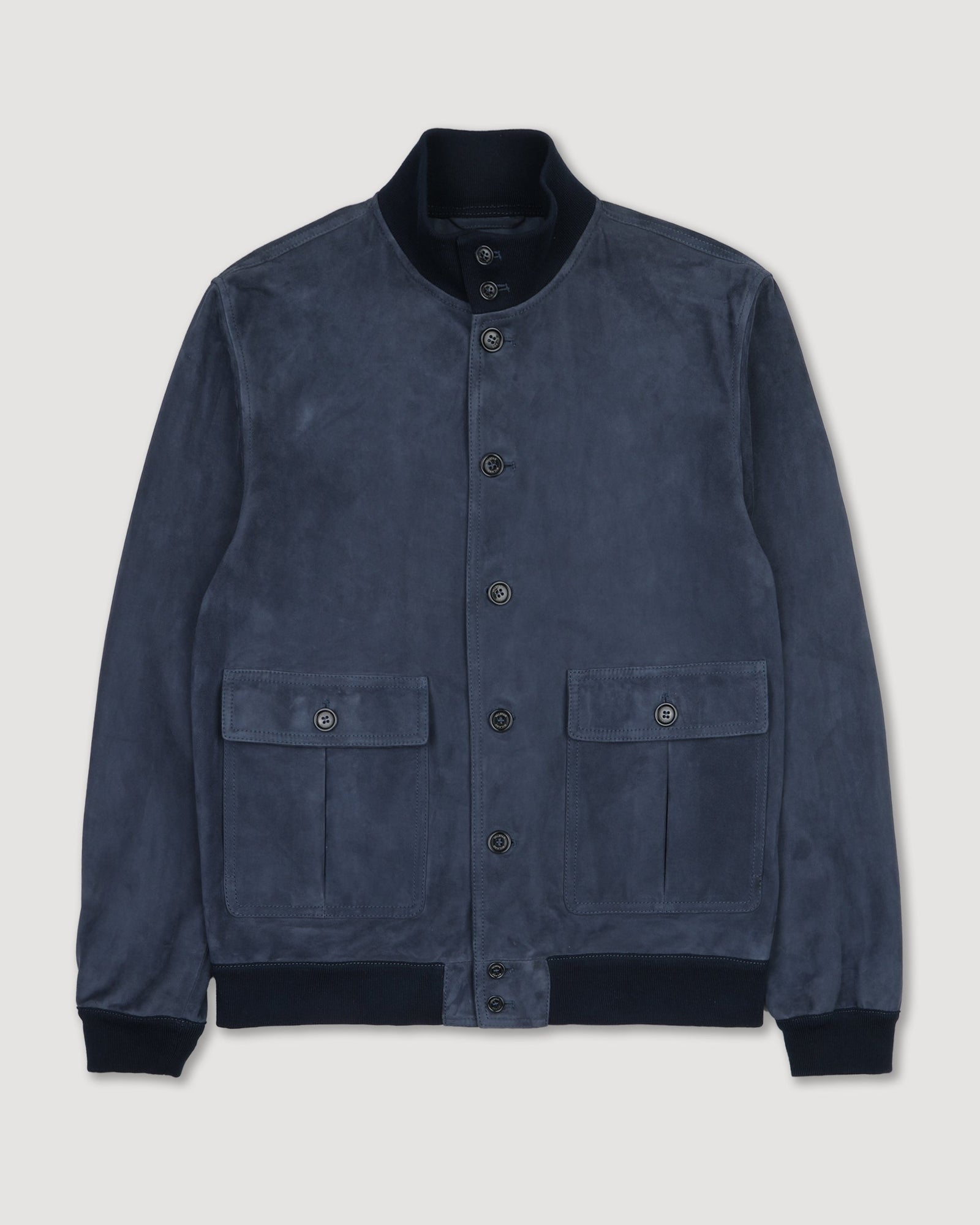 Unlined Valstarino Jacket In Suede Leather With Back Loop Blue Storm