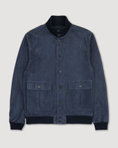 Unlined Valstarino jacket in suede leather with back loop. Blue - Storm