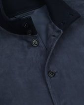 Unlined Valstarino Jacket In Suede Leather With Back Loop Blue Storm