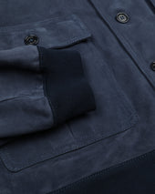 Unlined Valstarino Jacket In Suede Leather With Back Loop Blue Storm
