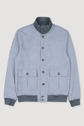 Unlined Valstarino jacket in suede leather. Light blue - Frost
