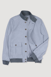 Unlined Valstarino jacket in suede leather. Light blue - Frost