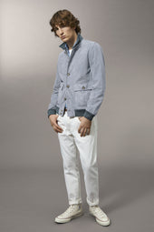 Unlined Valstarino jacket in suede leather. Light blue - Frost