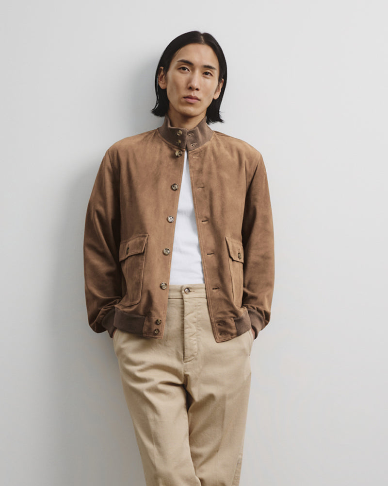 Unlined Valstarino Jacket In Suede Leather Beige Arachide