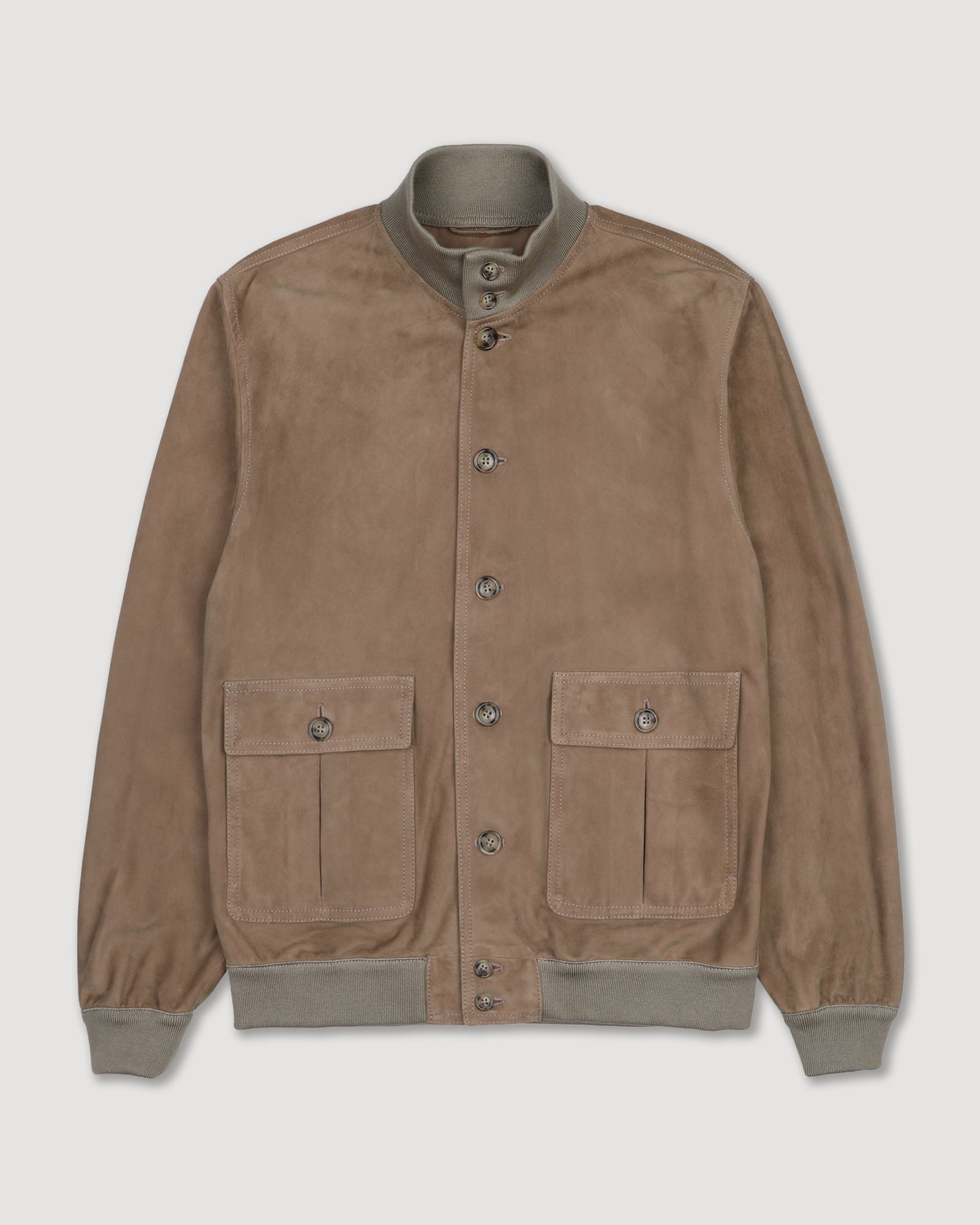 Unlined Valstarino Jacket In Suede Leather With Back Loop Beige Grege