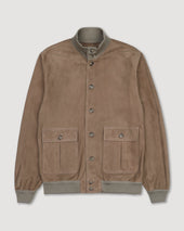 Unlined Valstarino jacket in suede leather with back loop. Beige - Grege