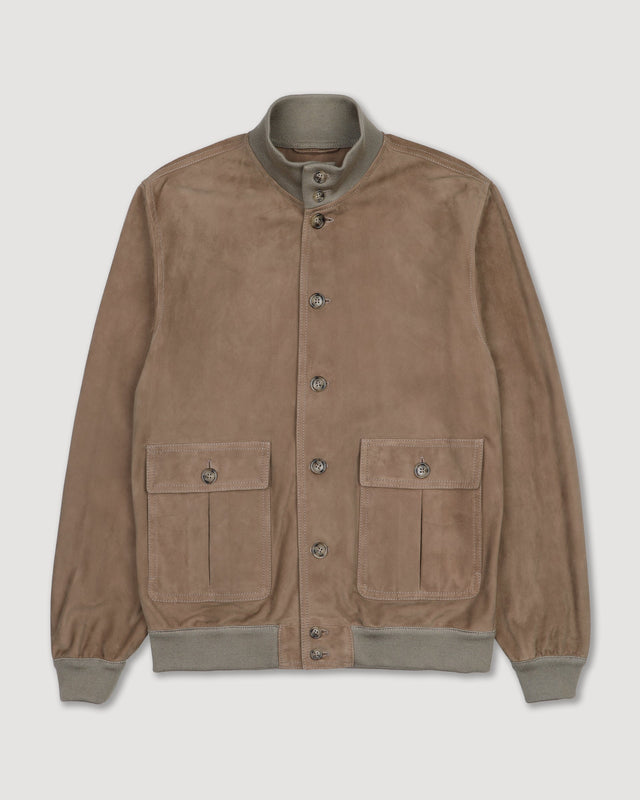 Unlined Valstarino jacket in suede leather with back loop. Beige - Grege