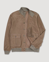 Unlined Valstarino jacket in suede leather with back loop. Beige - Grege